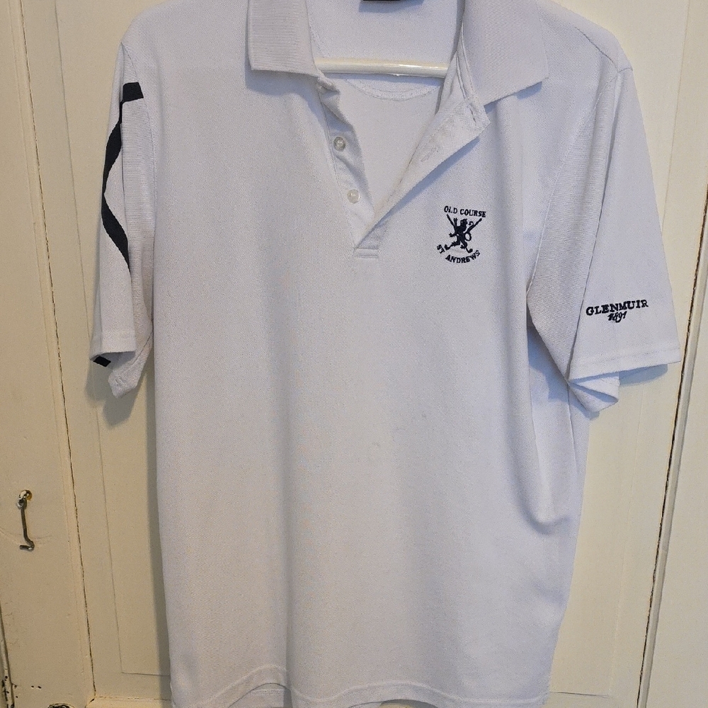Glenmuir White Polo Shirt Old Course St Andrews Sz M